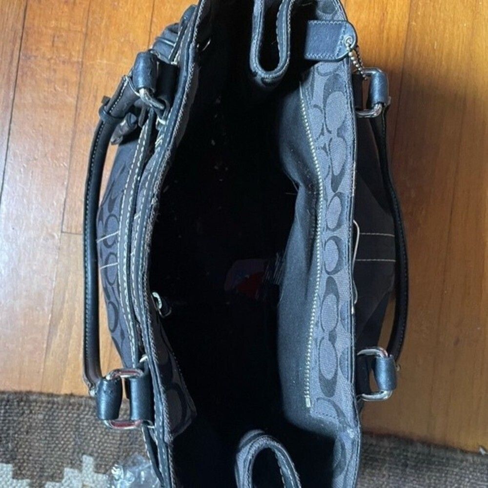 COACH purse black tote with signature Cs - Picture 6 of 10